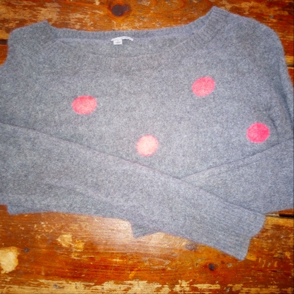 Cashmere Gray with Orange Poka Dots